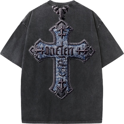 "Gospel Cross – Oversized Washed Tee"