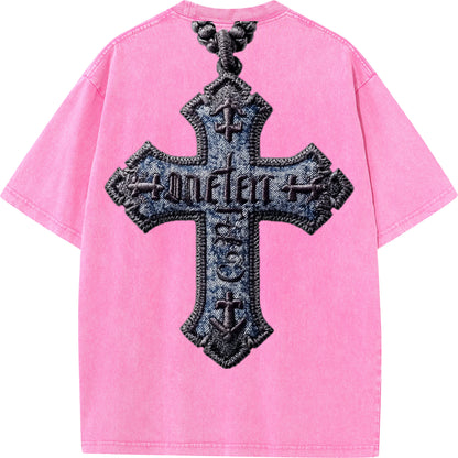 "Gospel Cross – Oversized Washed Tee"