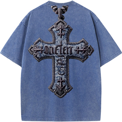 "Gospel Cross – Oversized Washed Tee"