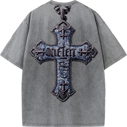 "Gospel Cross – Oversized Washed Tee"