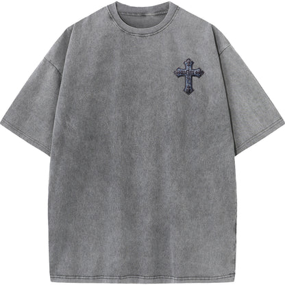 "Gospel Cross – Oversized Washed Tee"