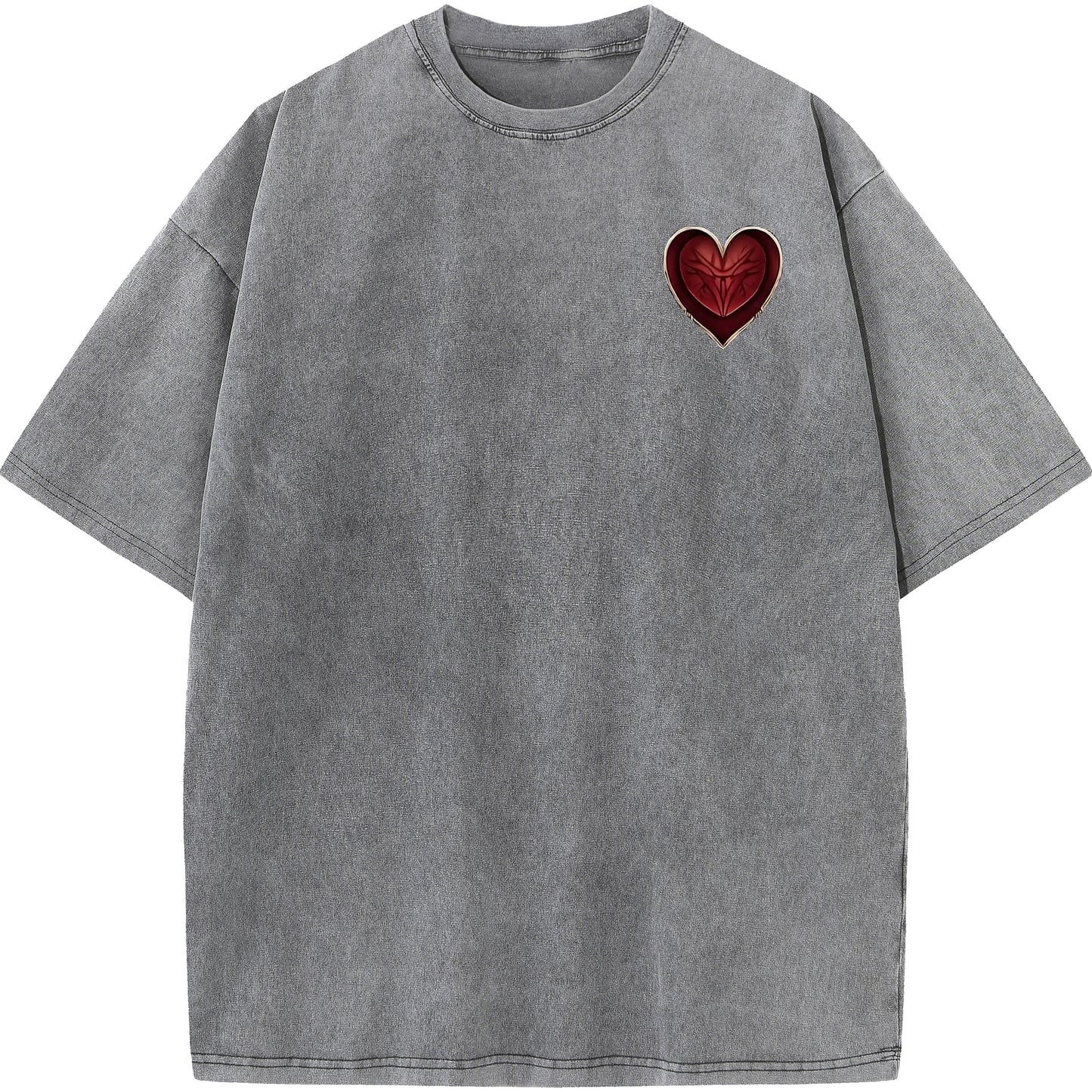 "Sacred Heart Cross – Gothic Oversized Tee"