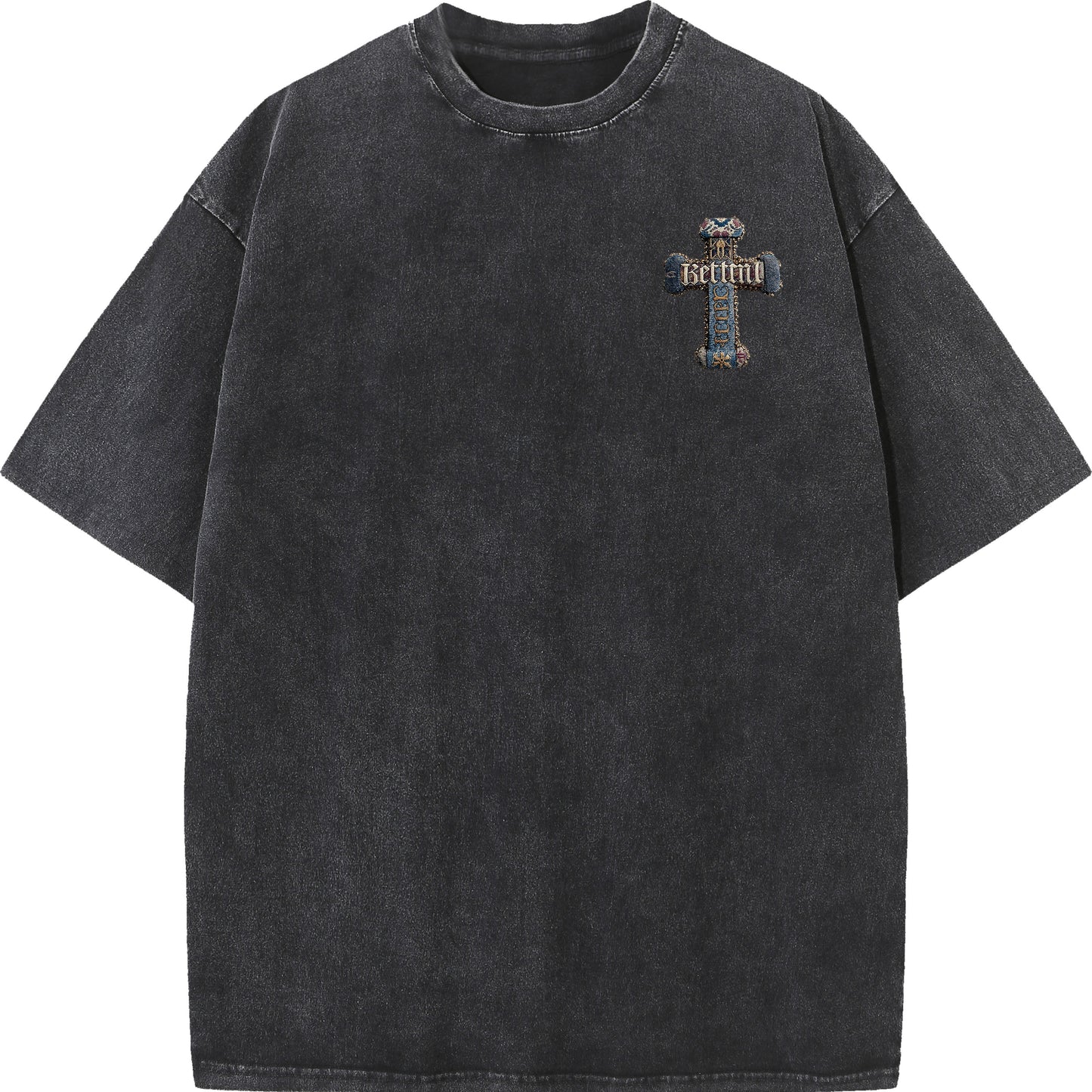Baroque Blessing – Vintage Denim Cross Tee