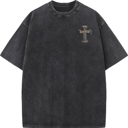Baroque Blessing – Vintage Denim Cross Tee