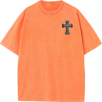 Baroque Blessing – Vintage Denim Cross Tee