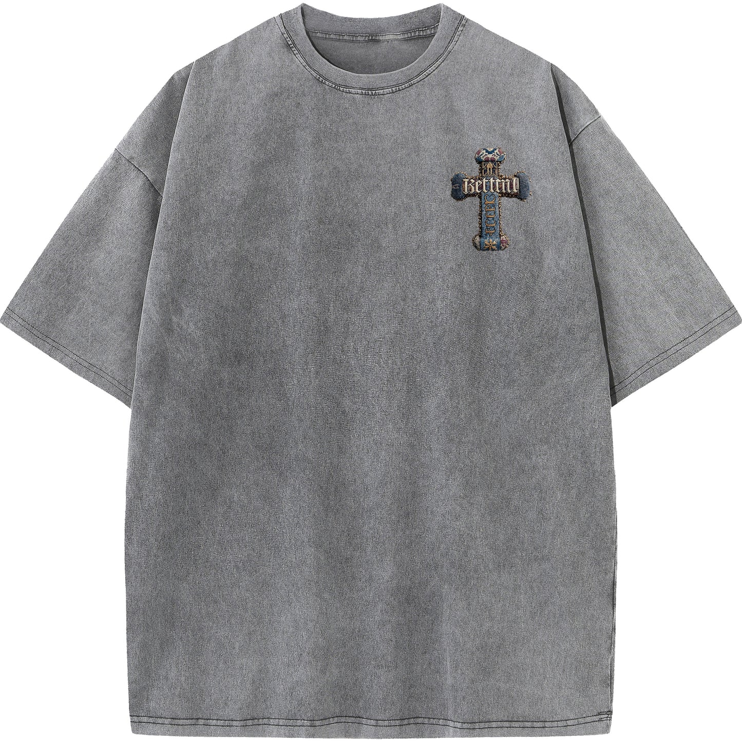 Baroque Blessing – Vintage Denim Cross Tee