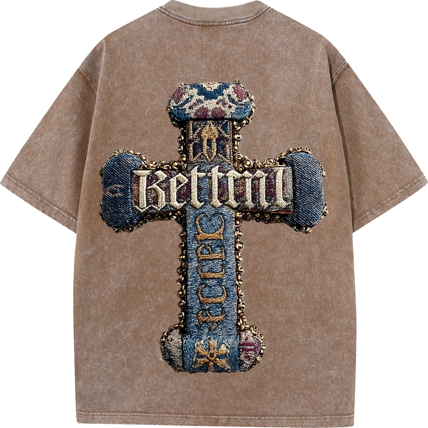 Baroque Blessing – Vintage Denim Cross Tee