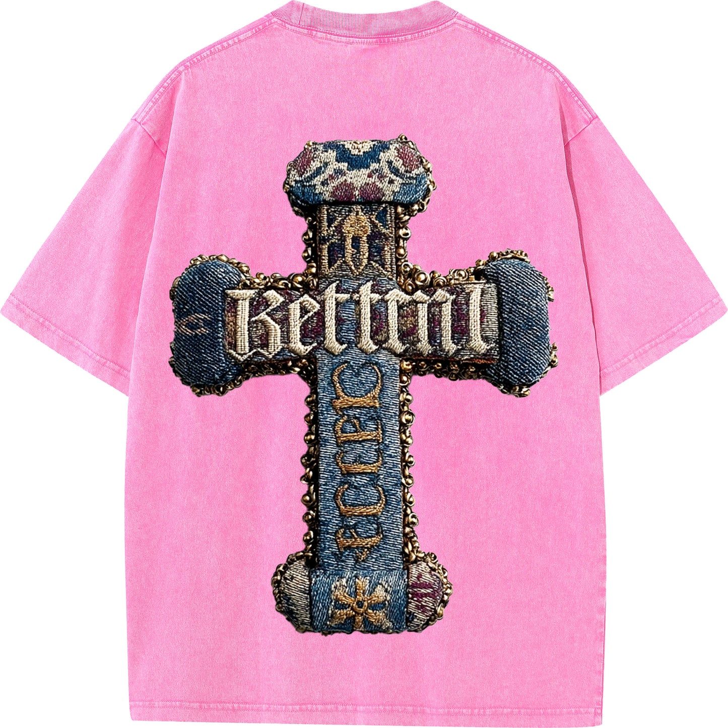 Baroque Blessing – Vintage Denim Cross Tee