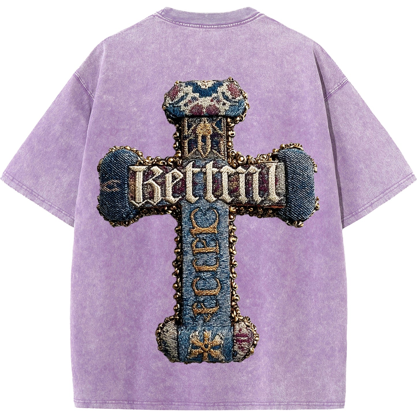 Baroque Blessing – Vintage Denim Cross Tee