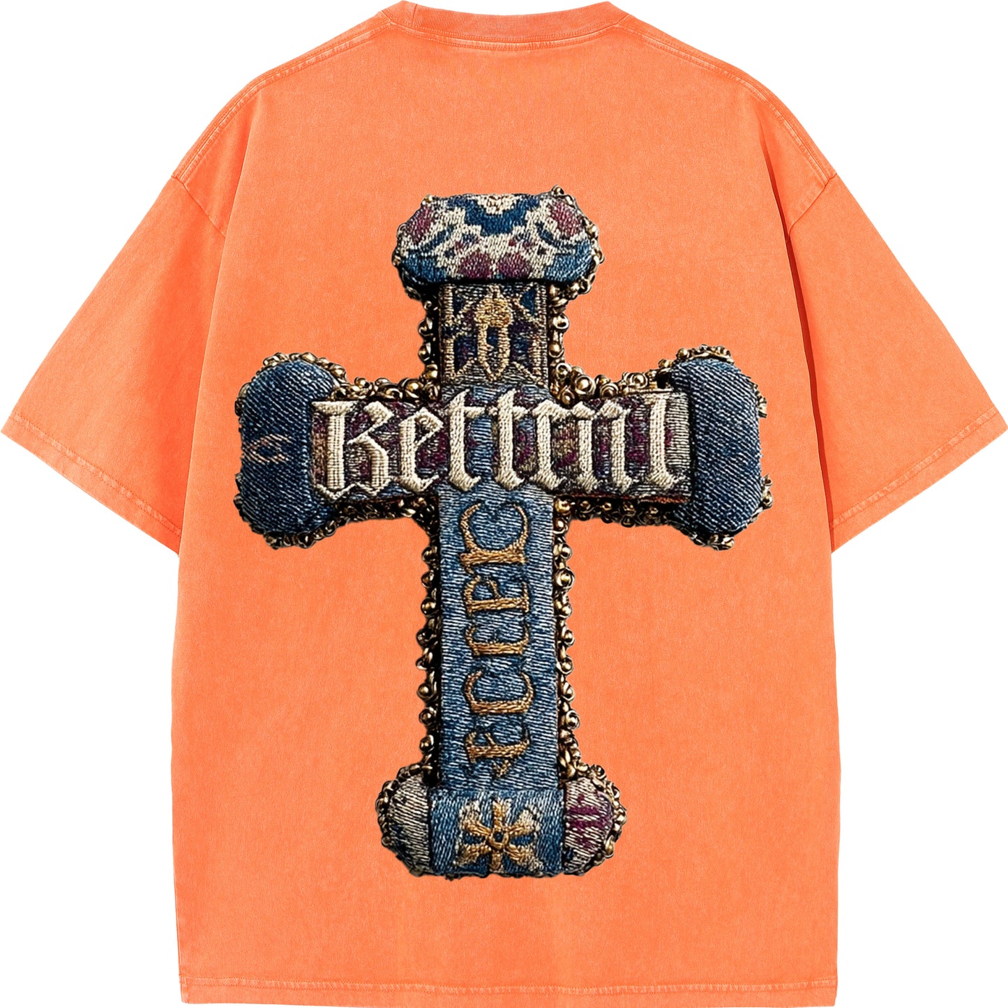 Baroque Blessing – Vintage Denim Cross Tee