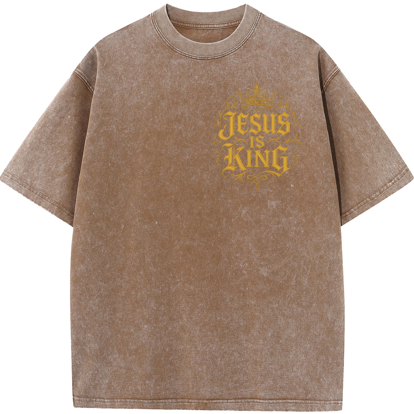 Jesus Is King Vintage Washed Oversized Tee – Faith & Streetwear