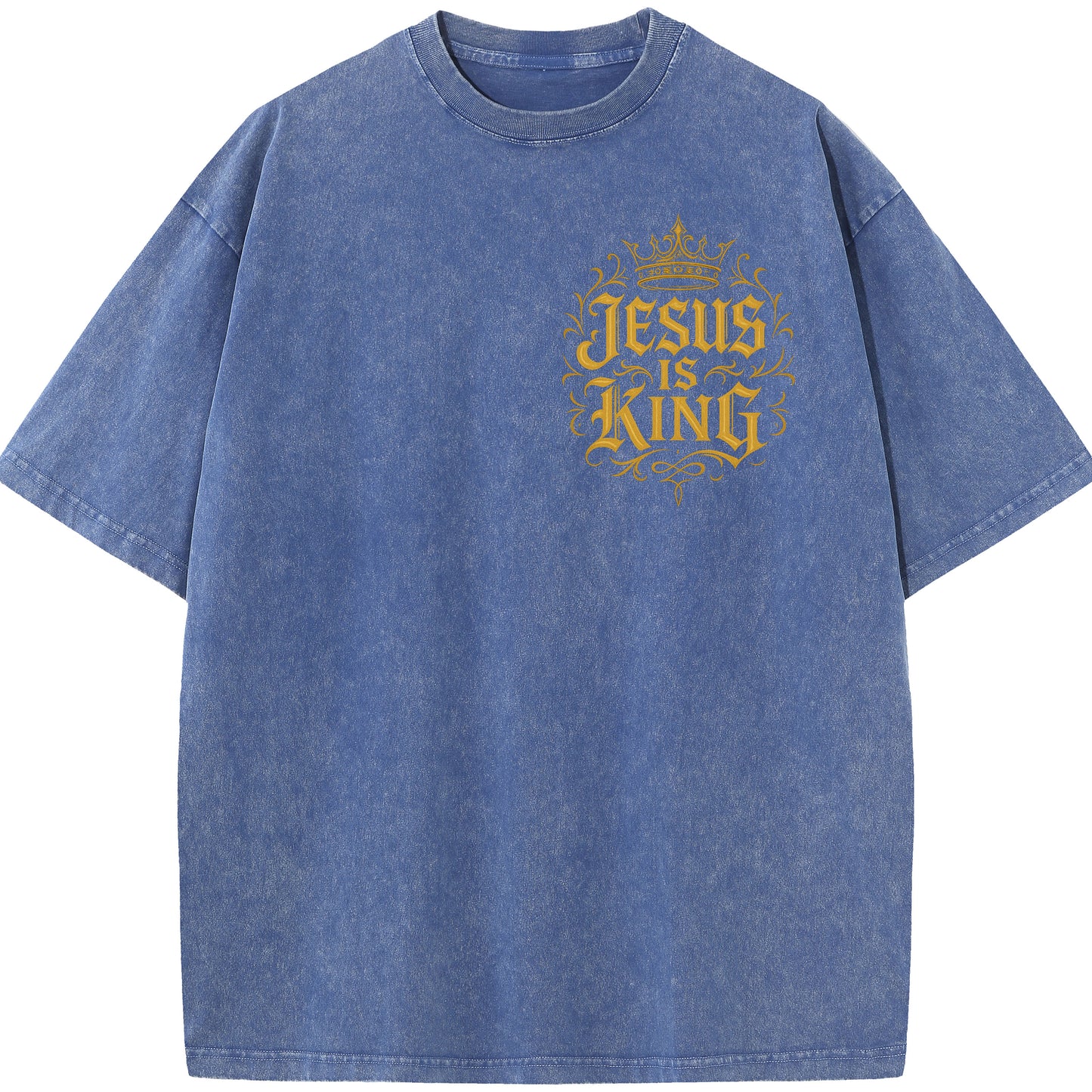 Jesus Is King Vintage Washed Oversized Tee – Faith & Streetwear