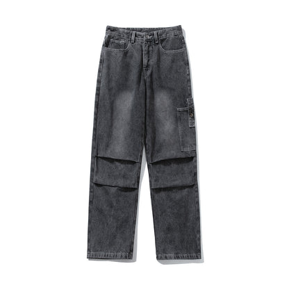 Blavra Men's Mud Yellow Washed Retro Street Work Jeans