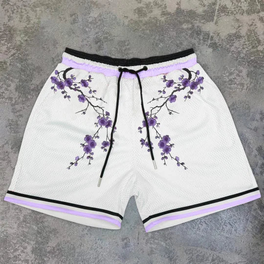Blavra Noble Luxury Purple Literary Holiday Printed Shorts - Blavra