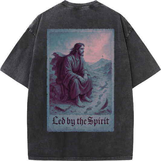 Vintage "Led by the Spirit" Jesus Graphic Oversized T-Shirt