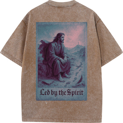 Vintage "Led by the Spirit" Jesus Graphic Oversized T-Shirt