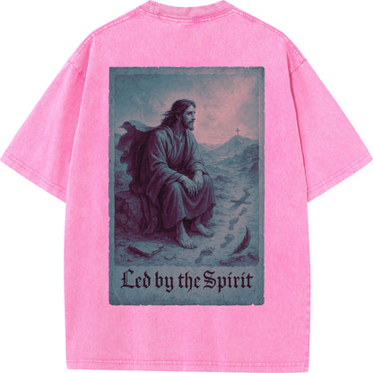 Vintage "Led by the Spirit" Jesus Graphic Oversized T-Shirt