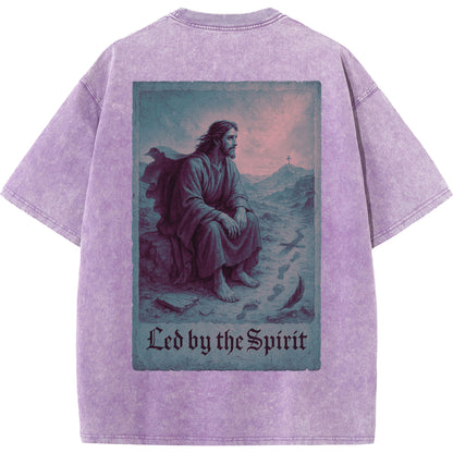 Vintage "Led by the Spirit" Jesus Graphic Oversized T-Shirt