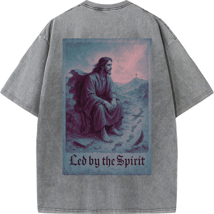 Vintage "Led by the Spirit" Jesus Graphic Oversized T-Shirt