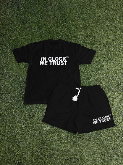 Blavra In Glock We Trust Graphic T-Shirt And Shorts Co-Ord T-Shirt Set