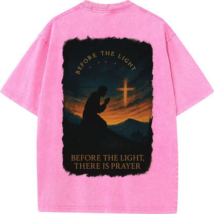 "Before The Light, There Is Prayer" Vintage Christian Graphic Tee