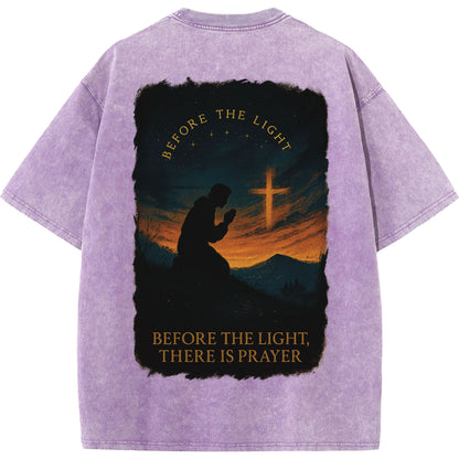"Before The Light, There Is Prayer" Vintage Christian Graphic Tee
