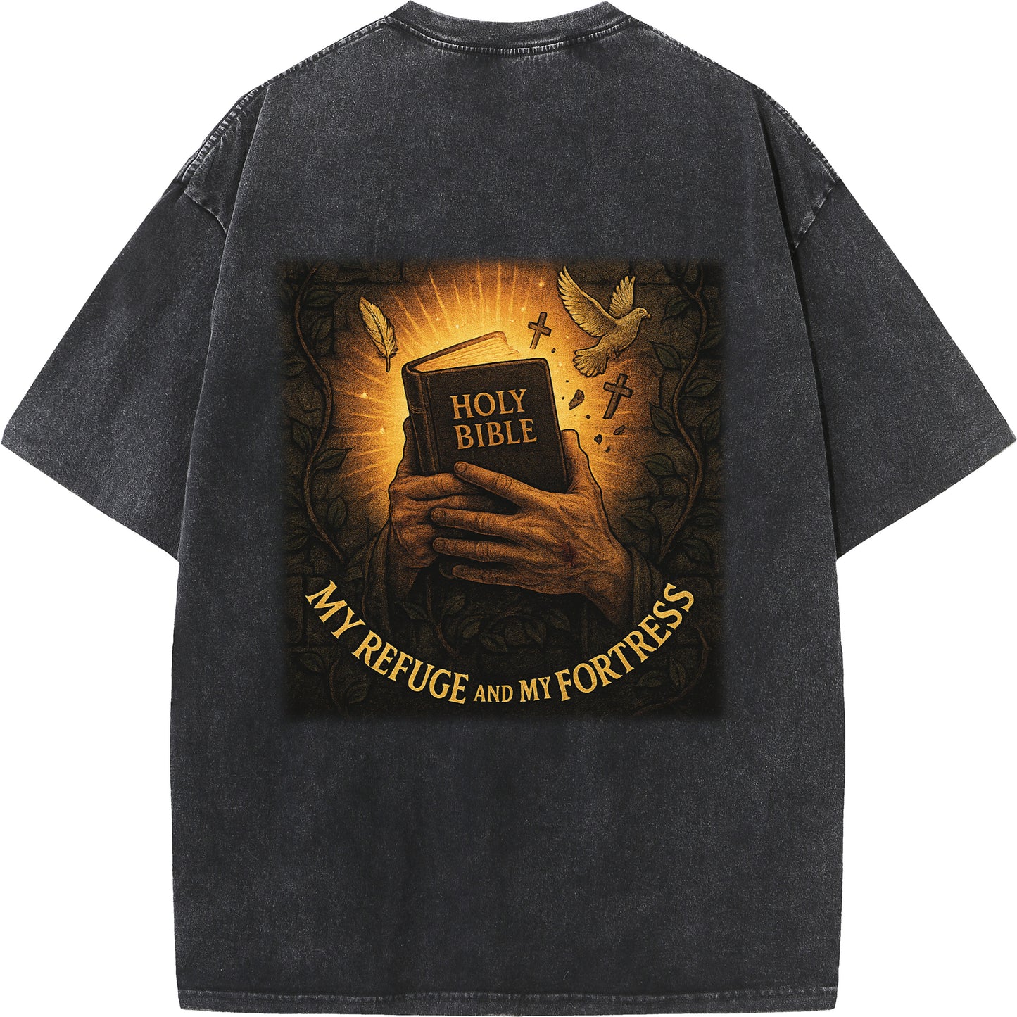 "My Refuge and My Fortress" Vintage Bible-Inspired Faith Tee