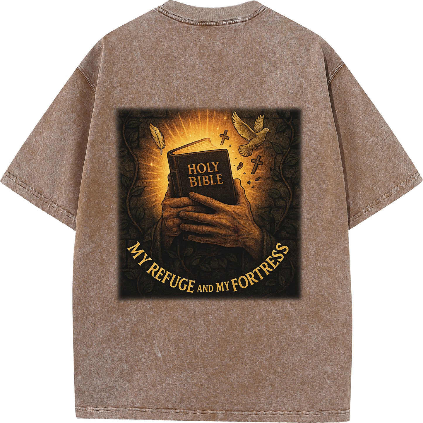 "My Refuge and My Fortress" Vintage Bible-Inspired Faith Tee