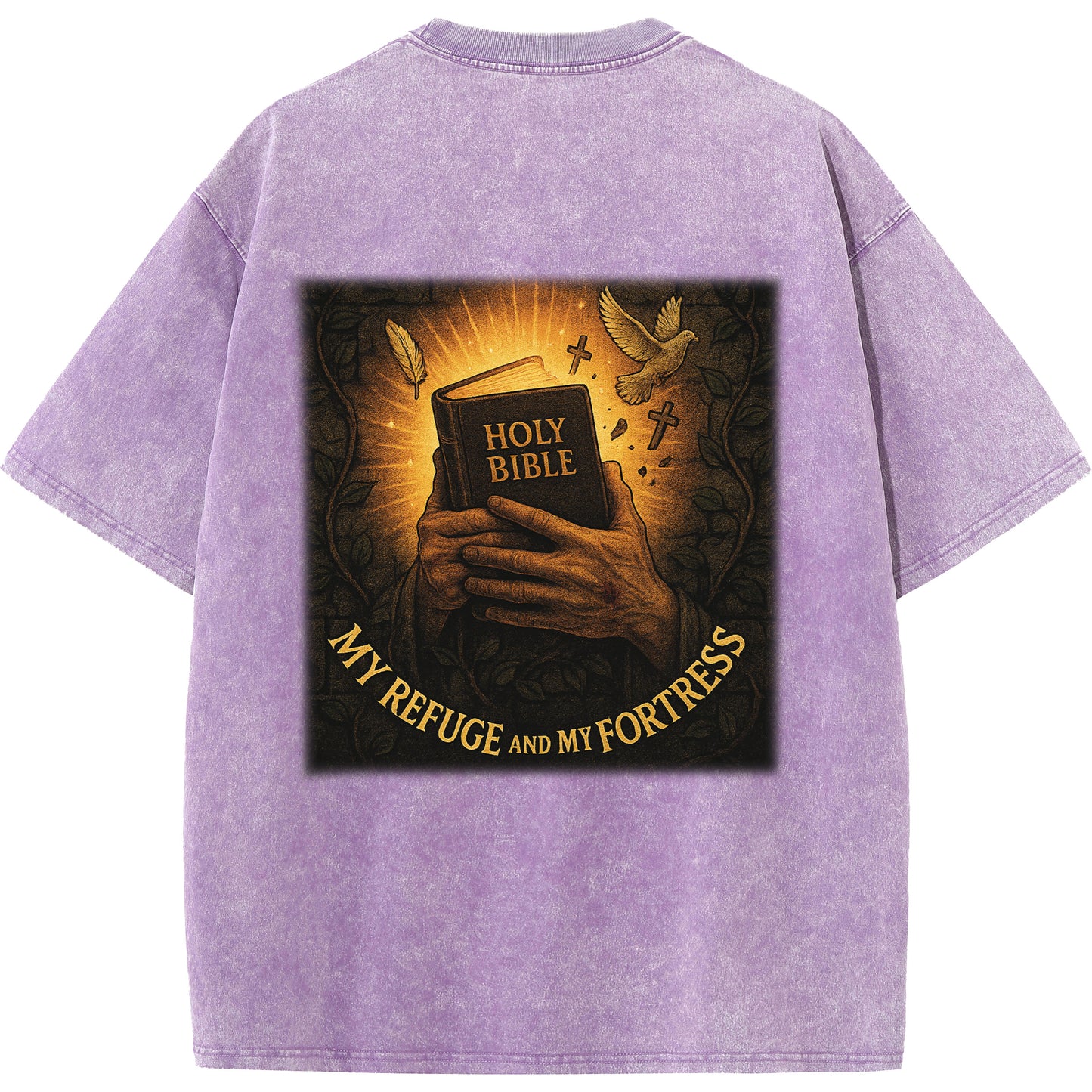 "My Refuge and My Fortress" Vintage Bible-Inspired Faith Tee