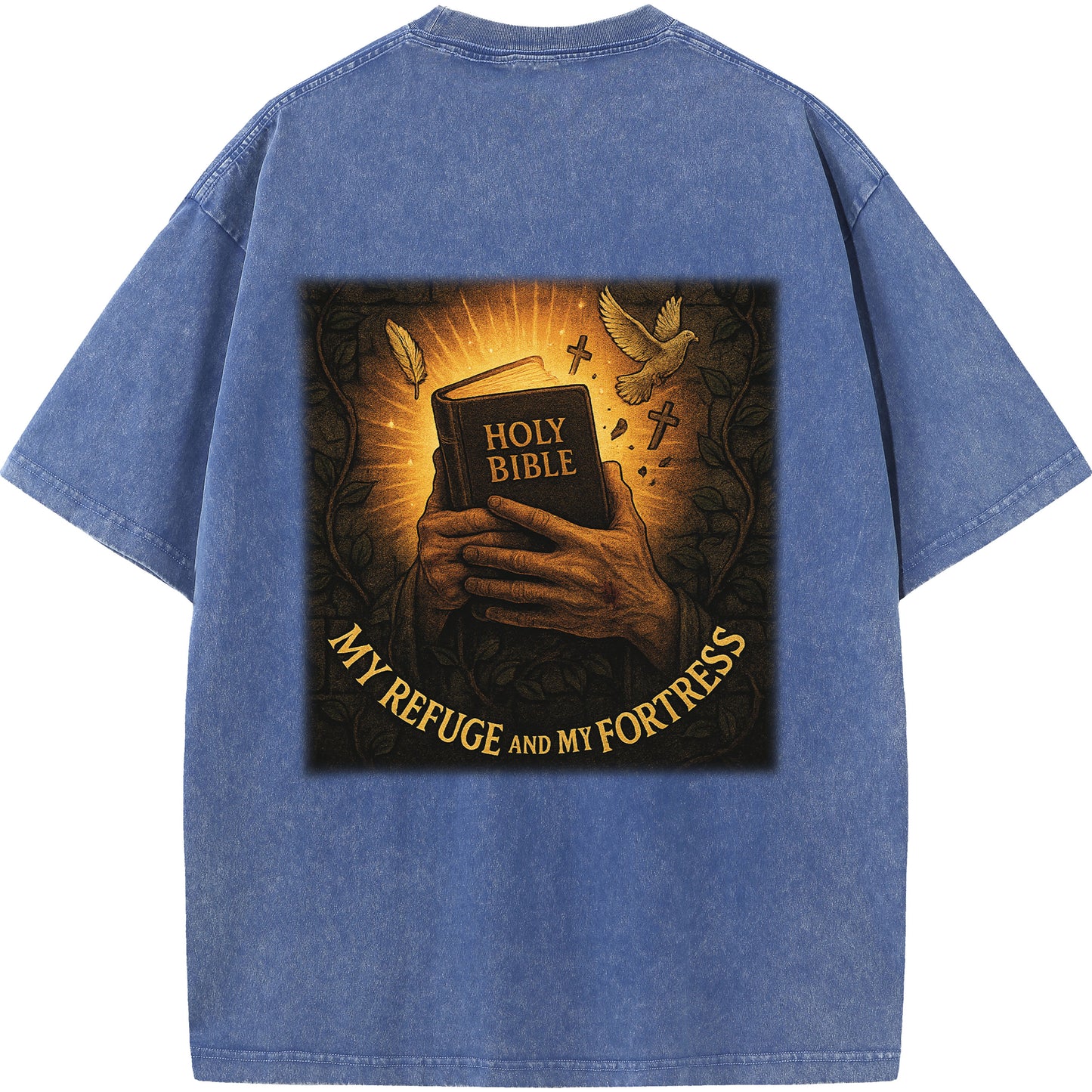 "My Refuge and My Fortress" Vintage Bible-Inspired Faith Tee