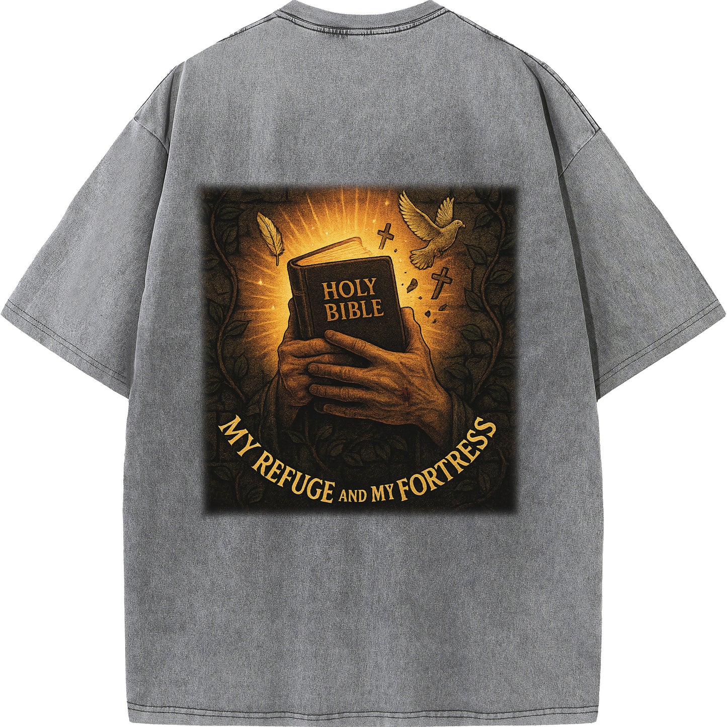 "My Refuge and My Fortress" Vintage Bible-Inspired Faith Tee