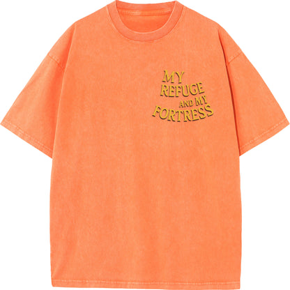 "My Refuge and My Fortress" Vintage Bible-Inspired Faith Tee