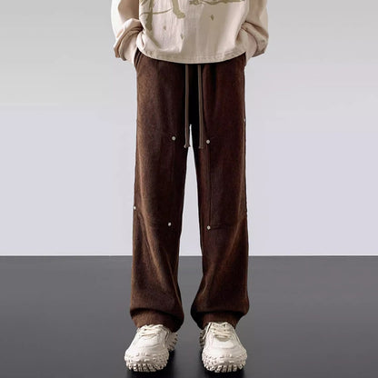 American Retro Trendy Corduroy Rivet Pants