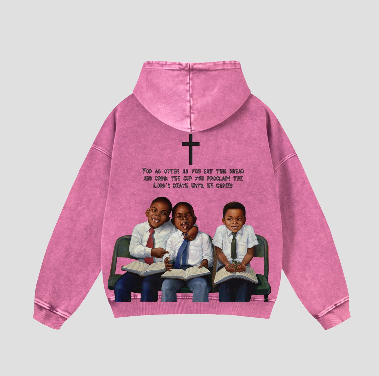 Vintage First Sunday Faith Graphic Acid Washed Oversized Hoodie