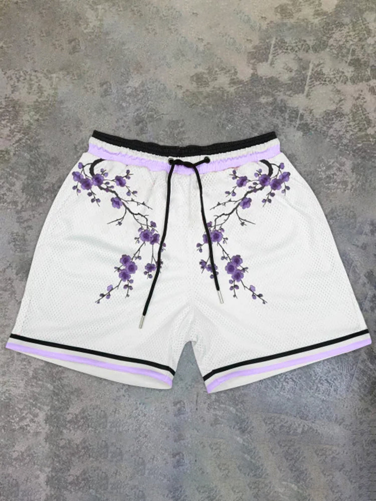 Blavra Noble Luxury Purple Literary Holiday Printed Shorts