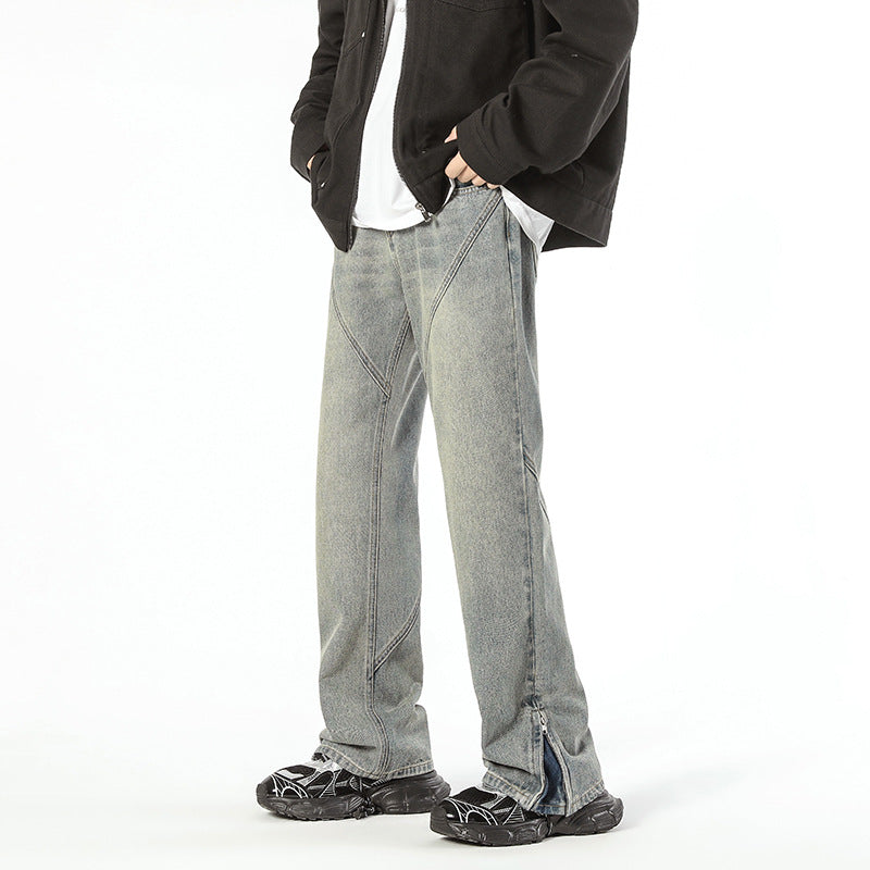 Blavra Unisex Street Wash Zippered Bootcut Jeans - Blavra