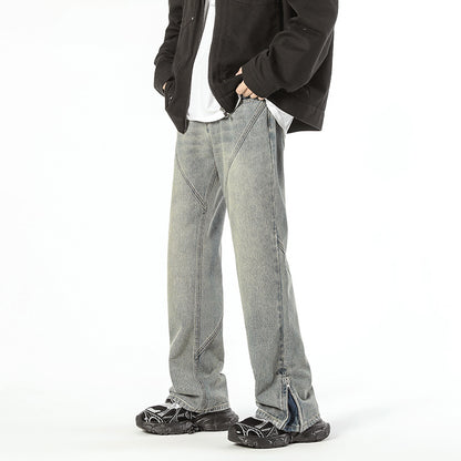 Blavra Unisex Street Wash Zippered Bootcut Jeans - Blavra