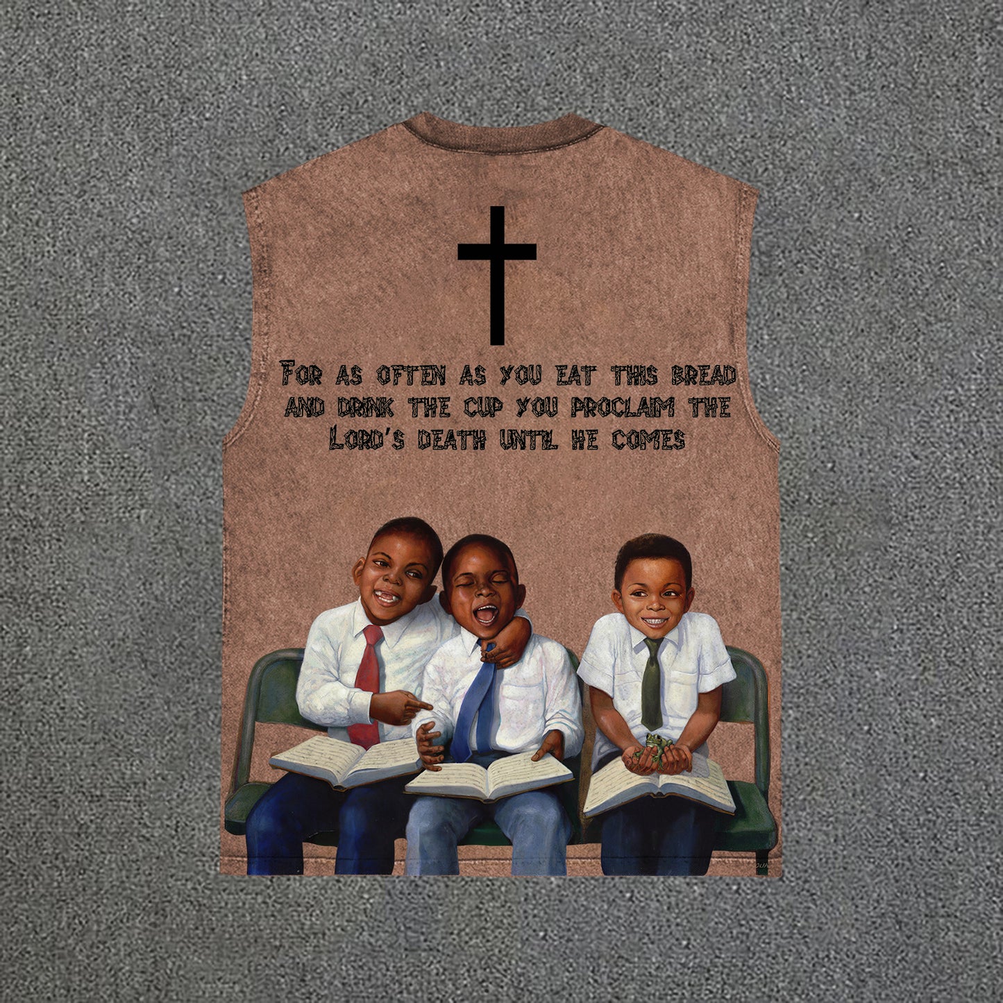Retro First Sunday Faith Graphic Print Vintage Wash Sleeveless Tank Top