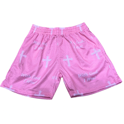 Blavra With God I Win Graphic Mesh Shorts