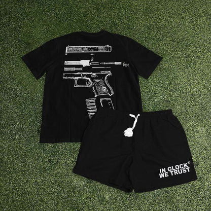 Blavra In Glock We Trust Graphic T-Shirt And Shorts Co-Ord T-Shirt Set