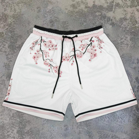Casual Art Flower Fashion Loose Mesh Sports Shorts - Blavra
