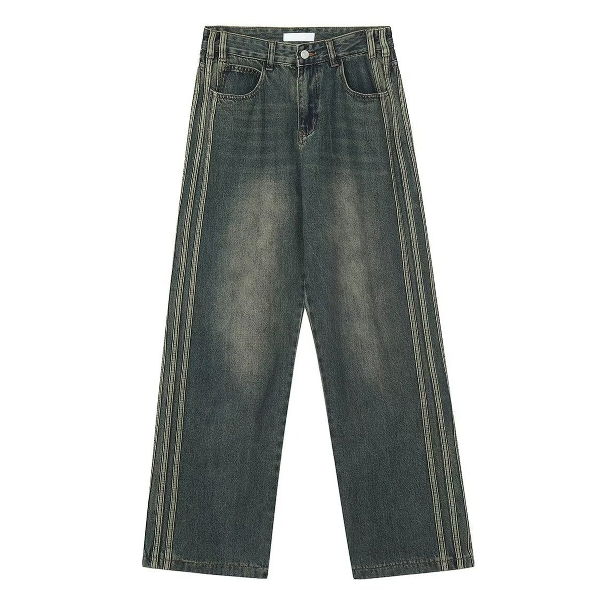 Blavra Unisex Men's Street Trend Wide Leg Straight Leg Washed Jeans