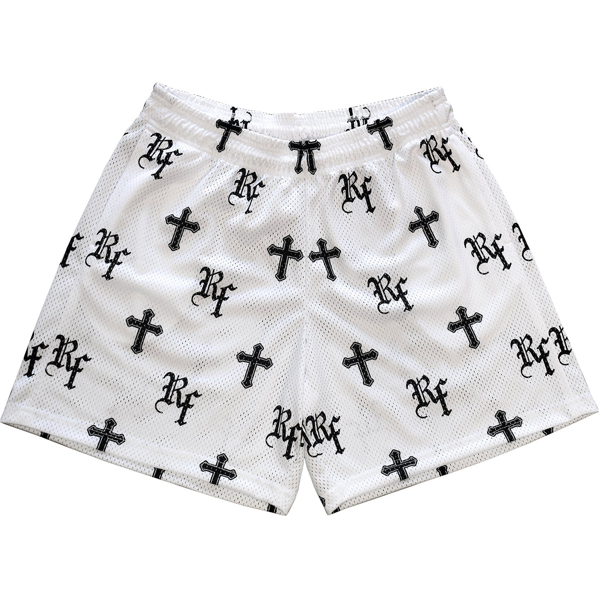 Trendy Cross Print Mesh Shorts