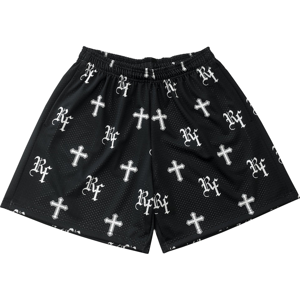 Trendy Cross Print Mesh Shorts - Blavra
