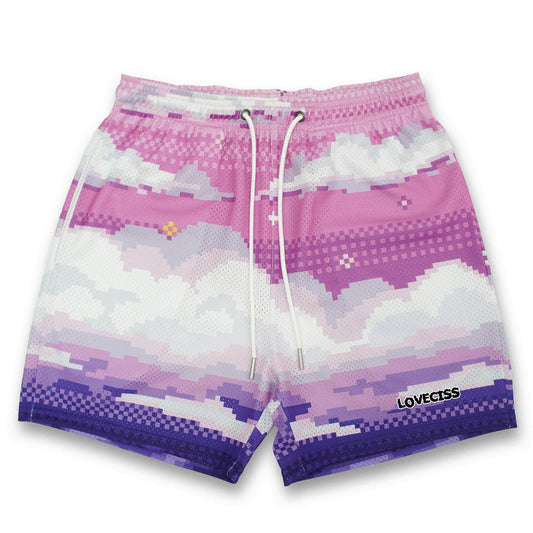 Blavra Gradient Sky Fundamental Printing Casual Mesh Shorts - Blavra