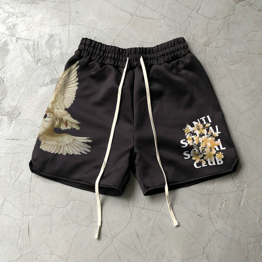 Blavra Vintage Print Street Casual Sports Shorts - Blavra