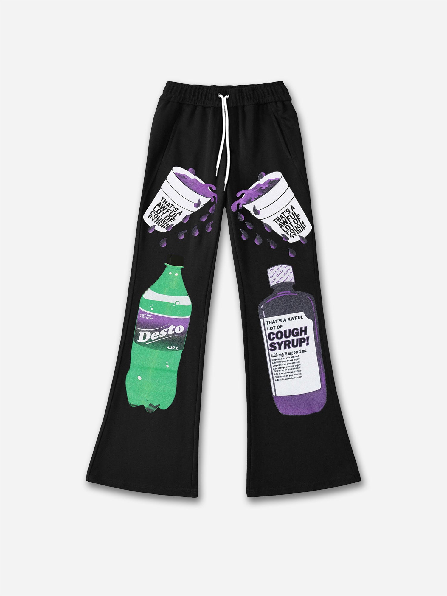That's A Awful Lot Of Cough Syrup Po Up Trendy Graphic Flared Sweatpants - Blavra