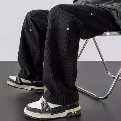American Retro Trendy Corduroy Rivet Pants