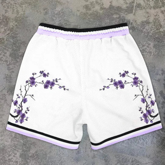 Blavra Noble Luxury Purple Literary Holiday Printed Shorts