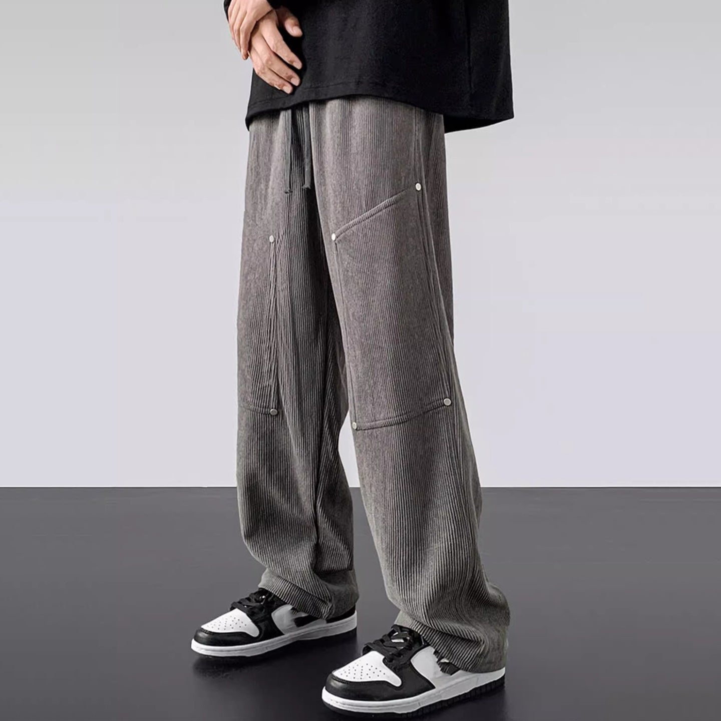 American Retro Trendy Corduroy Rivet Pants - Blavra